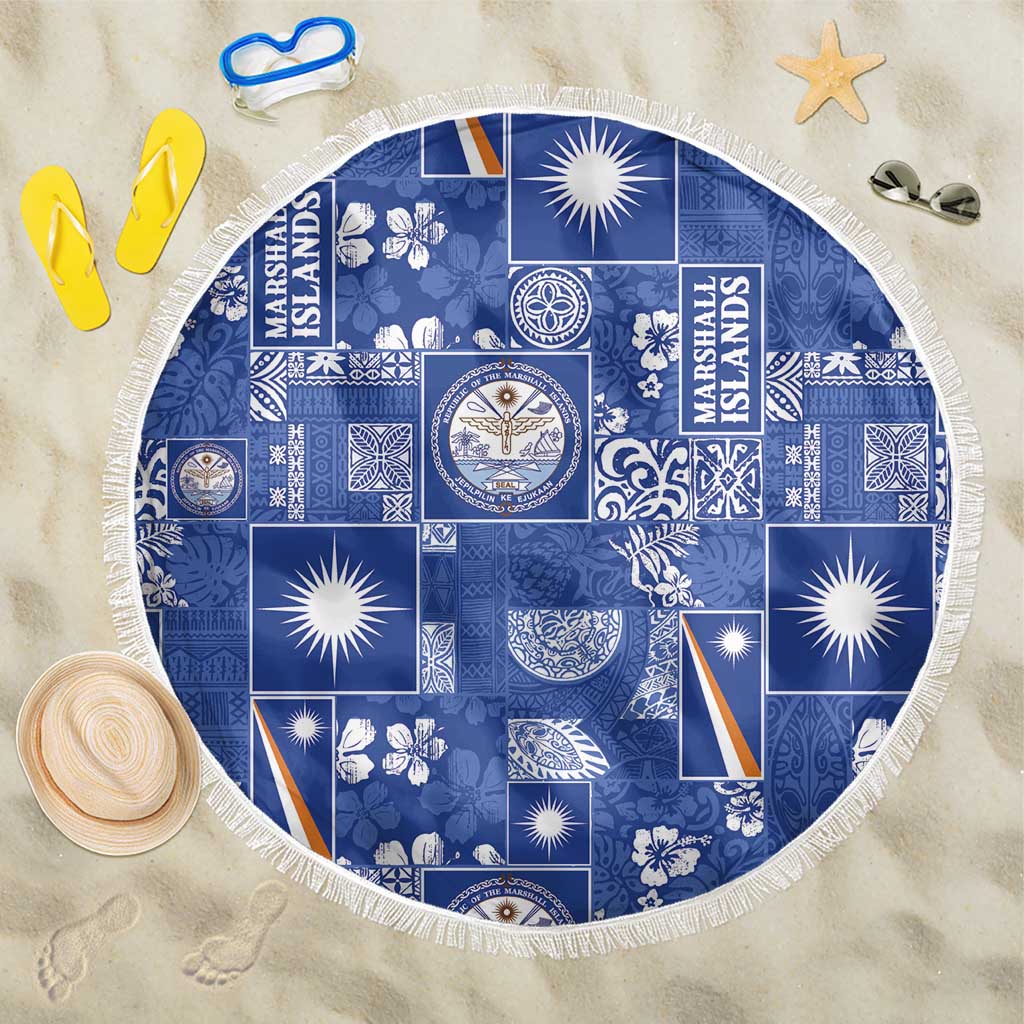 Marshall Islands Merry Christmas Beach Blanket Pacific Patchwork Xmas Vibes LT9 One Size 150cm Blue - Polynesian Pride