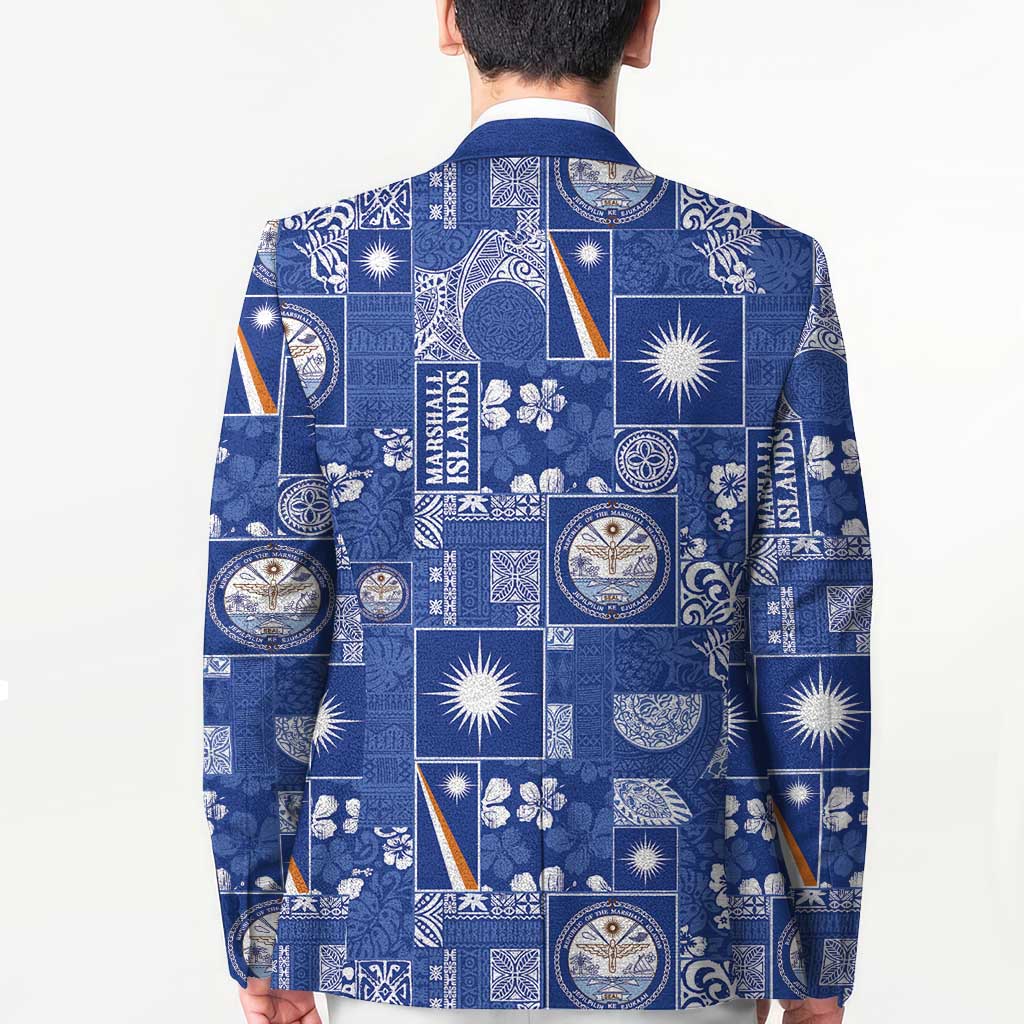 Marshall Islands Merry Christmas Blazer Pacific Patchwork Xmas Vibes - Polynesian Pride