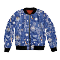 Marshall Islands Merry Christmas Bomber Jacket Pacific Patchwork Xmas Vibes LT9 Unisex Blue - Polynesian Pride