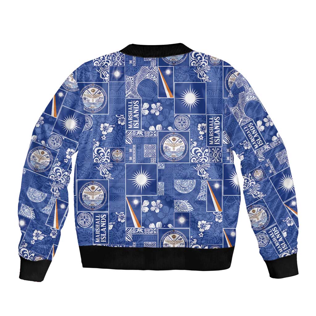 Marshall Islands Merry Christmas Bomber Jacket Pacific Patchwork Xmas Vibes LT9 - Polynesian Pride