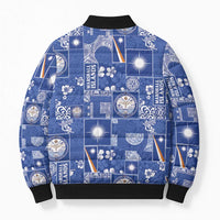Marshall Islands Merry Christmas Bomber Puffer Jacket Pacific Patchwork Xmas Vibes LT9 - Polynesian Pride