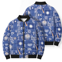 Marshall Islands Merry Christmas Bomber Puffer Jacket Pacific Patchwork Xmas Vibes LT9 - Polynesian Pride