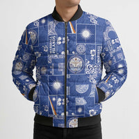 Marshall Islands Merry Christmas Bomber Puffer Jacket Pacific Patchwork Xmas Vibes LT9 - Polynesian Pride