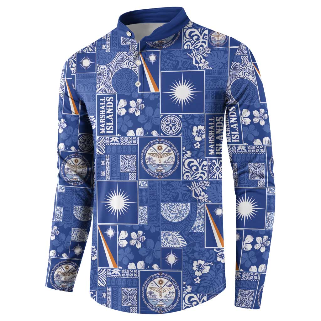 Marshall Islands Merry Christmas Button Sweatshirt Pacific Patchwork Xmas Vibes LT9 - Polynesian Pride