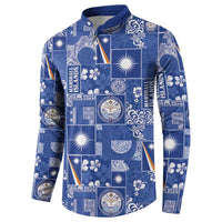 Marshall Islands Merry Christmas Button Sweatshirt Pacific Patchwork Xmas Vibes LT9 - Polynesian Pride
