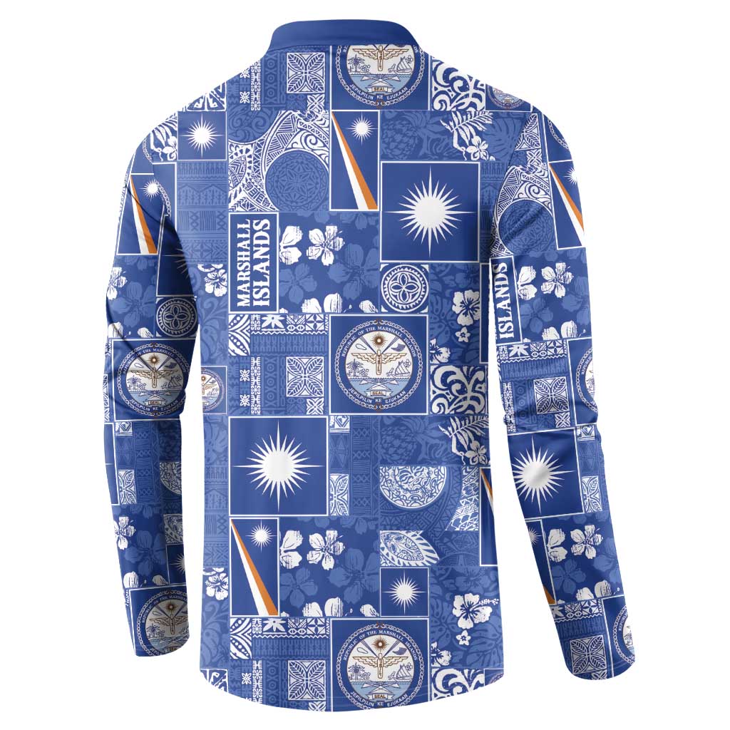 Marshall Islands Merry Christmas Button Sweatshirt Pacific Patchwork Xmas Vibes LT9 - Polynesian Pride