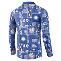 Marshall Islands Merry Christmas Button Sweatshirt Pacific Patchwork Xmas Vibes LT9 - Polynesian Pride