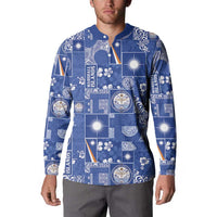 Marshall Islands Merry Christmas Button Sweatshirt Pacific Patchwork Xmas Vibes LT9 - Polynesian Pride