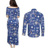 Marshall Islands Merry Christmas Couples Matching Puletasi and Long Sleeve Button Shirt Pacific Patchwork Xmas Vibes LT9 - Polynesian Pride