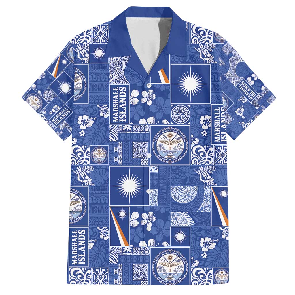 Marshall Islands Merry Christmas Family Matching Off Shoulder Maxi Dress and Hawaiian Shirt Pacific Patchwork Xmas Vibes - Polynesian Pride