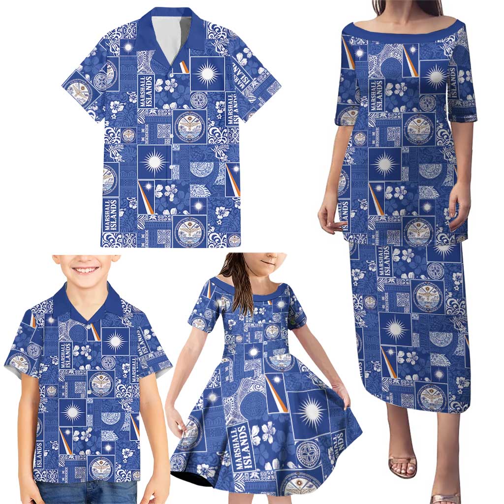 Marshall Islands Merry Christmas Family Matching Puletasi and Hawaiian Shirt Pacific Patchwork Xmas Vibes LT9 - Polynesian Pride