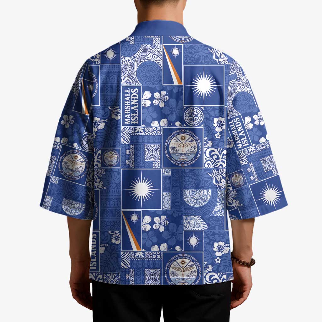 Marshall Islands Merry Christmas Kimono Pacific Patchwork Xmas Vibes - Polynesian Pride