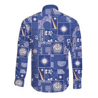 Marshall Islands Merry Christmas Long Sleeve Button Shirt Pacific Patchwork Xmas Vibes LT9 - Polynesian Pride