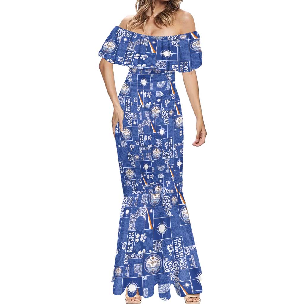 Marshall Islands Merry Christmas Mermaid Dress Pacific Patchwork Xmas Vibes - Polynesian Pride