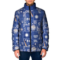 Marshall Islands Merry Christmas Padded Jacket Pacific Patchwork Xmas Vibes LT9 Men Blue - Polynesian Pride
