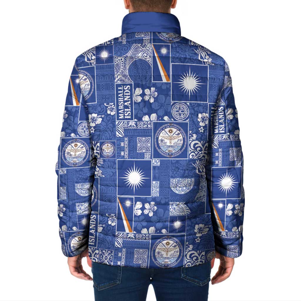 Marshall Islands Merry Christmas Padded Jacket Pacific Patchwork Xmas Vibes LT9 - Polynesian Pride