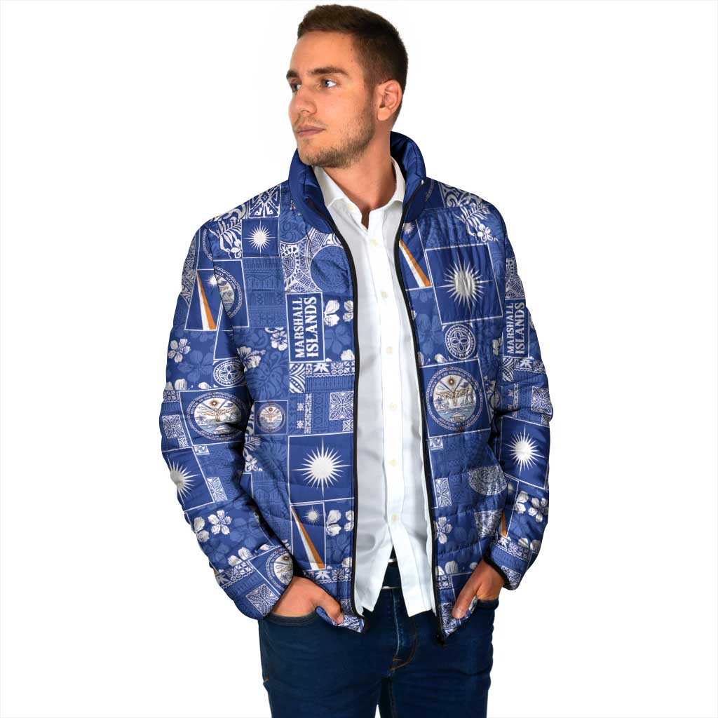 Marshall Islands Merry Christmas Padded Jacket Pacific Patchwork Xmas Vibes LT9 - Polynesian Pride