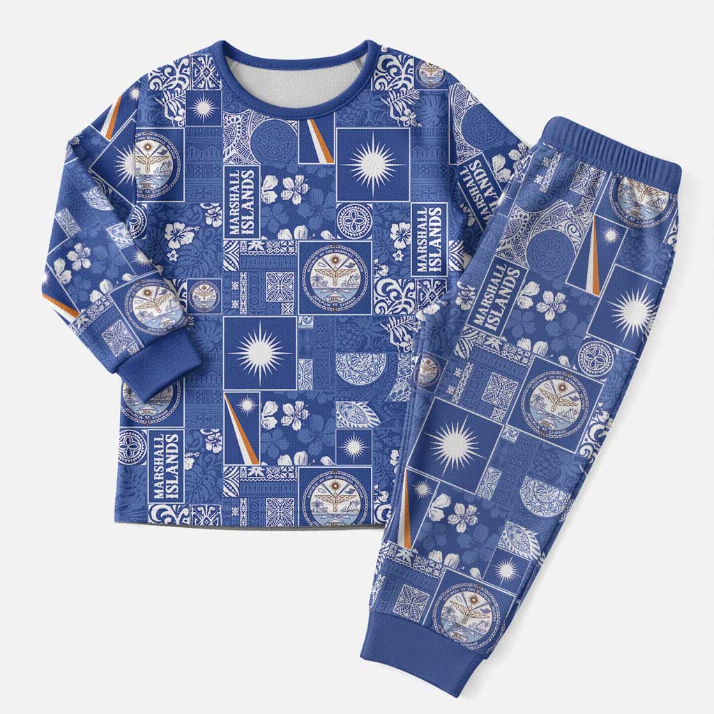 Marshall Islands Merry Christmas Pajama Set Pacific Patchwork Xmas Vibes LT9 Men Blue - Polynesian Pride