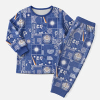 Marshall Islands Merry Christmas Pajama Set Pacific Patchwork Xmas Vibes LT9 Men Blue - Polynesian Pride