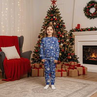 Marshall Islands Merry Christmas Pajama Set Pacific Patchwork Xmas Vibes LT9 Kid Blue - Polynesian Pride