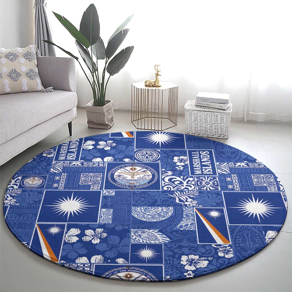 Marshall Islands Merry Christmas Round Carpet Pacific Patchwork Xmas Vibes LT9 - Polynesian Pride
