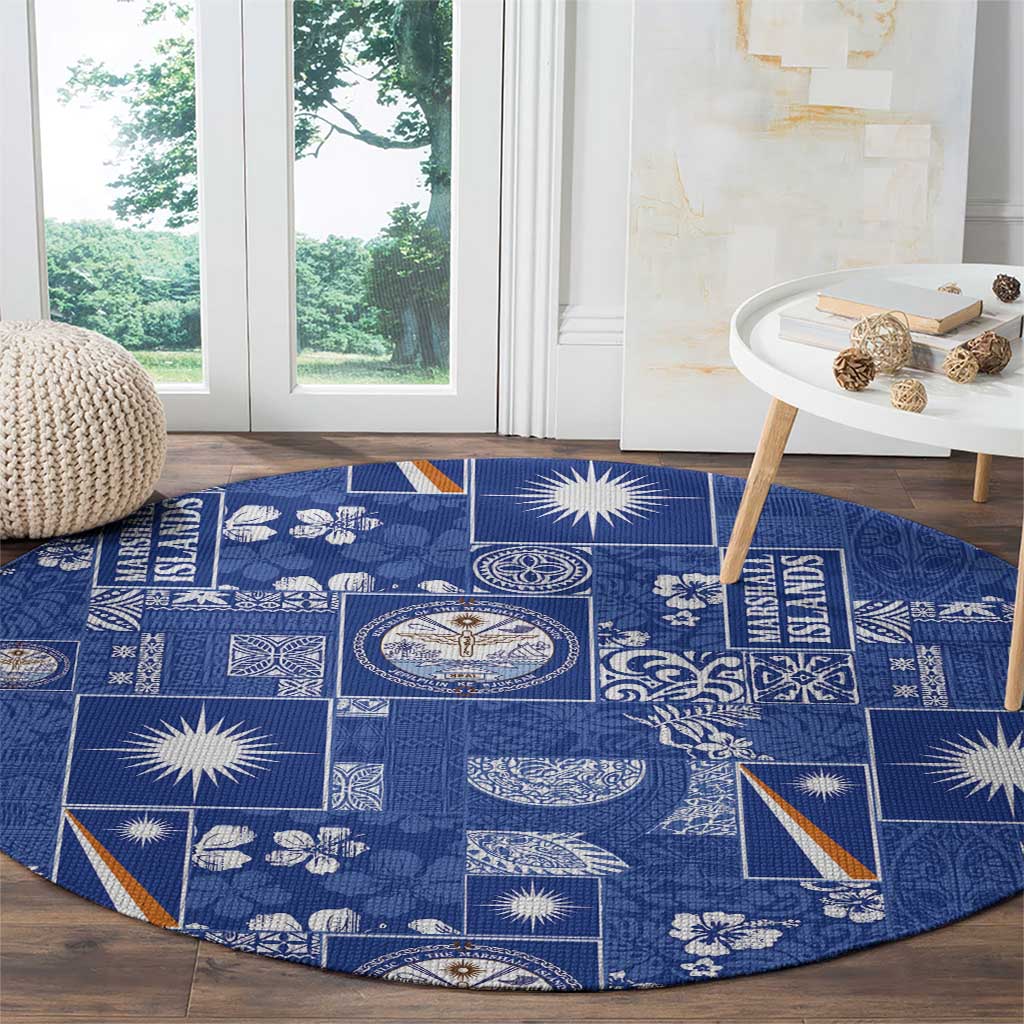 Marshall Islands Merry Christmas Round Carpet Pacific Patchwork Xmas Vibes LT9 - Polynesian Pride