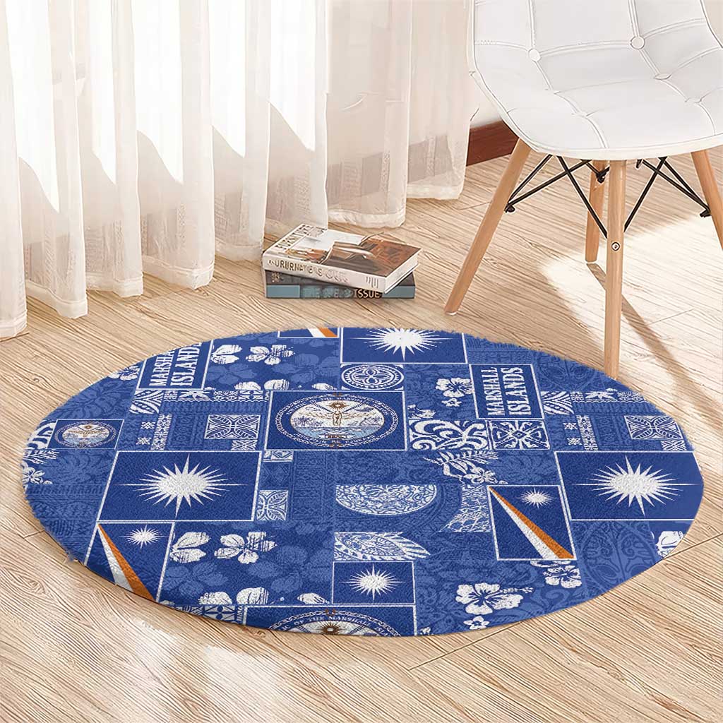 Marshall Islands Merry Christmas Round Carpet Pacific Patchwork Xmas Vibes LT9 - Polynesian Pride
