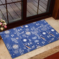 Marshall Islands Merry Christmas Rubber Doormat Pacific Patchwork Xmas Vibes LT9 - Polynesian Pride