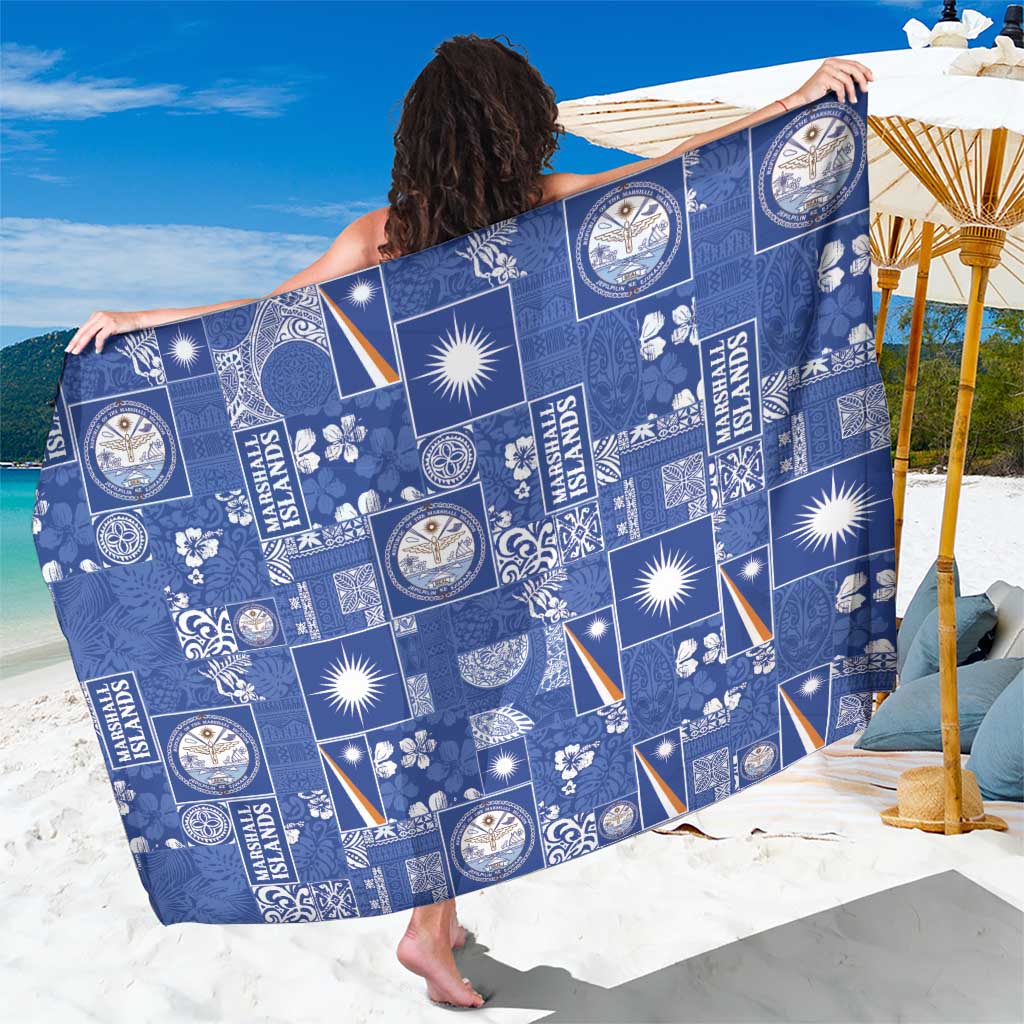 Marshall Islands Merry Christmas Sarong Pacific Patchwork Xmas Vibes LT9 One Size 44 x 66 inches Blue - Polynesian Pride