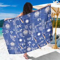 Marshall Islands Merry Christmas Sarong Pacific Patchwork Xmas Vibes LT9 One Size 44 x 66 inches Blue - Polynesian Pride