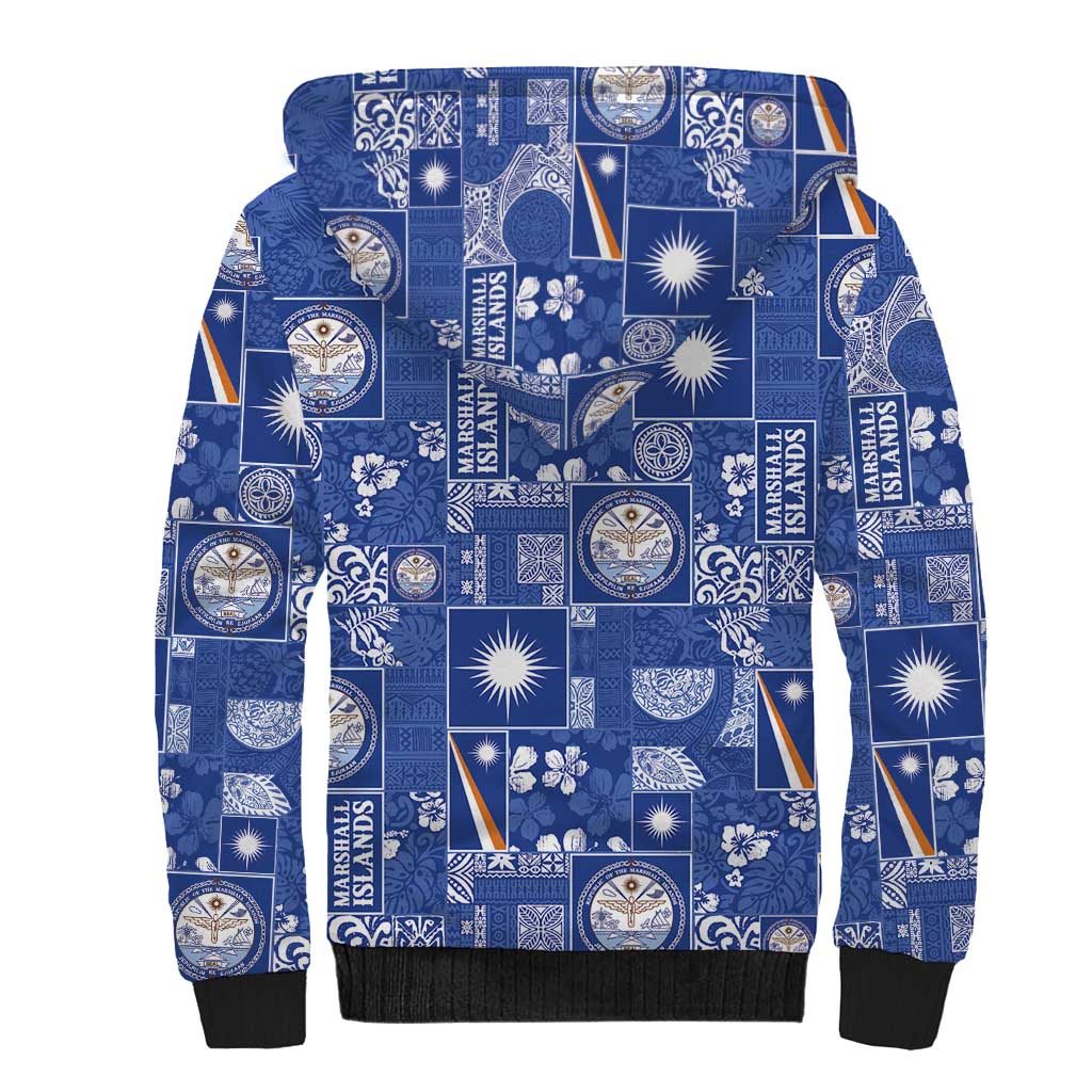 Marshall Islands Merry Christmas Sherpa Hoodie Pacific Patchwork Xmas Vibes - Polynesian Pride