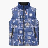 Marshall Islands Merry Christmas Sleeveless Puffer Jacket Pacific Patchwork Xmas Vibes LT9 Unisex Blue - Polynesian Pride
