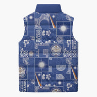 Marshall Islands Merry Christmas Sleeveless Puffer Jacket Pacific Patchwork Xmas Vibes LT9 - Polynesian Pride