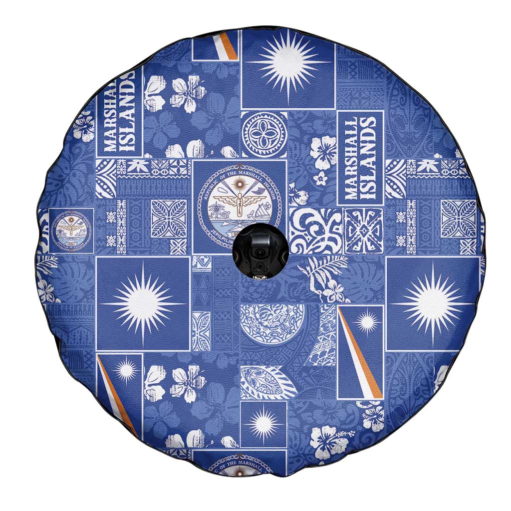Marshall Islands Merry Christmas Spare Tire Cover Pacific Patchwork Xmas Vibes - Polynesian Pride