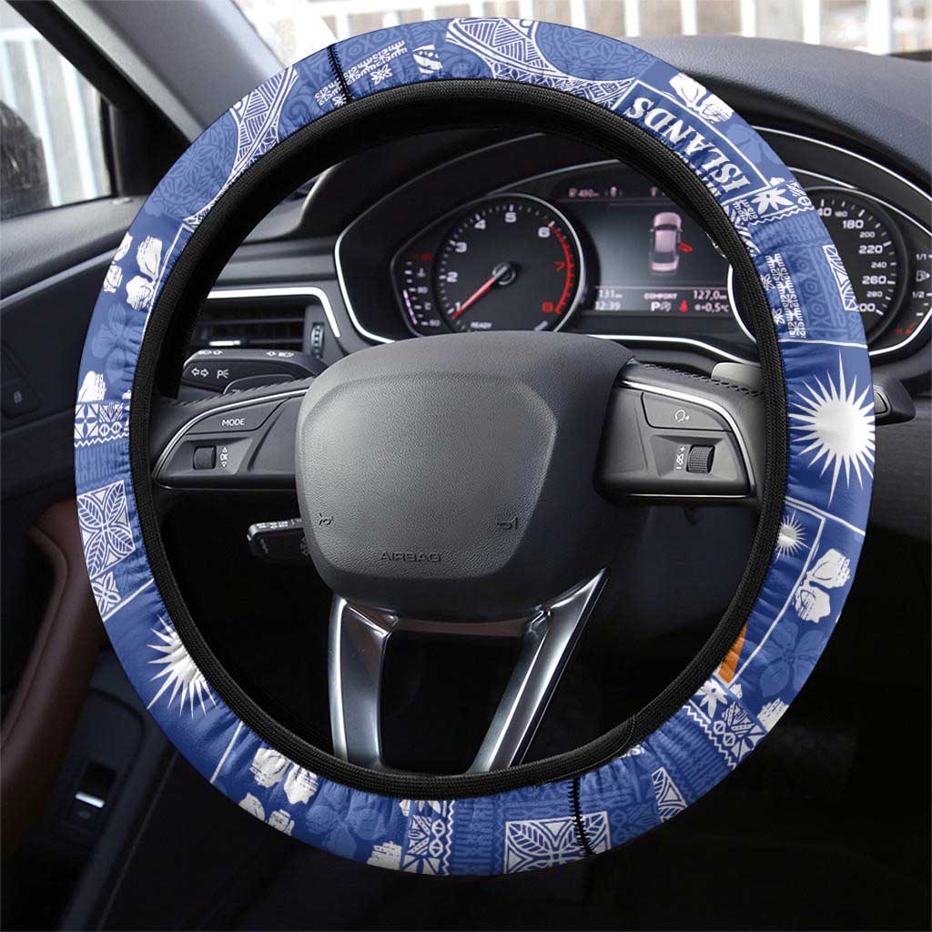 Marshall Islands Merry Christmas Steering Wheel Cover Pacific Patchwork Xmas Vibes LT9 - Polynesian Pride