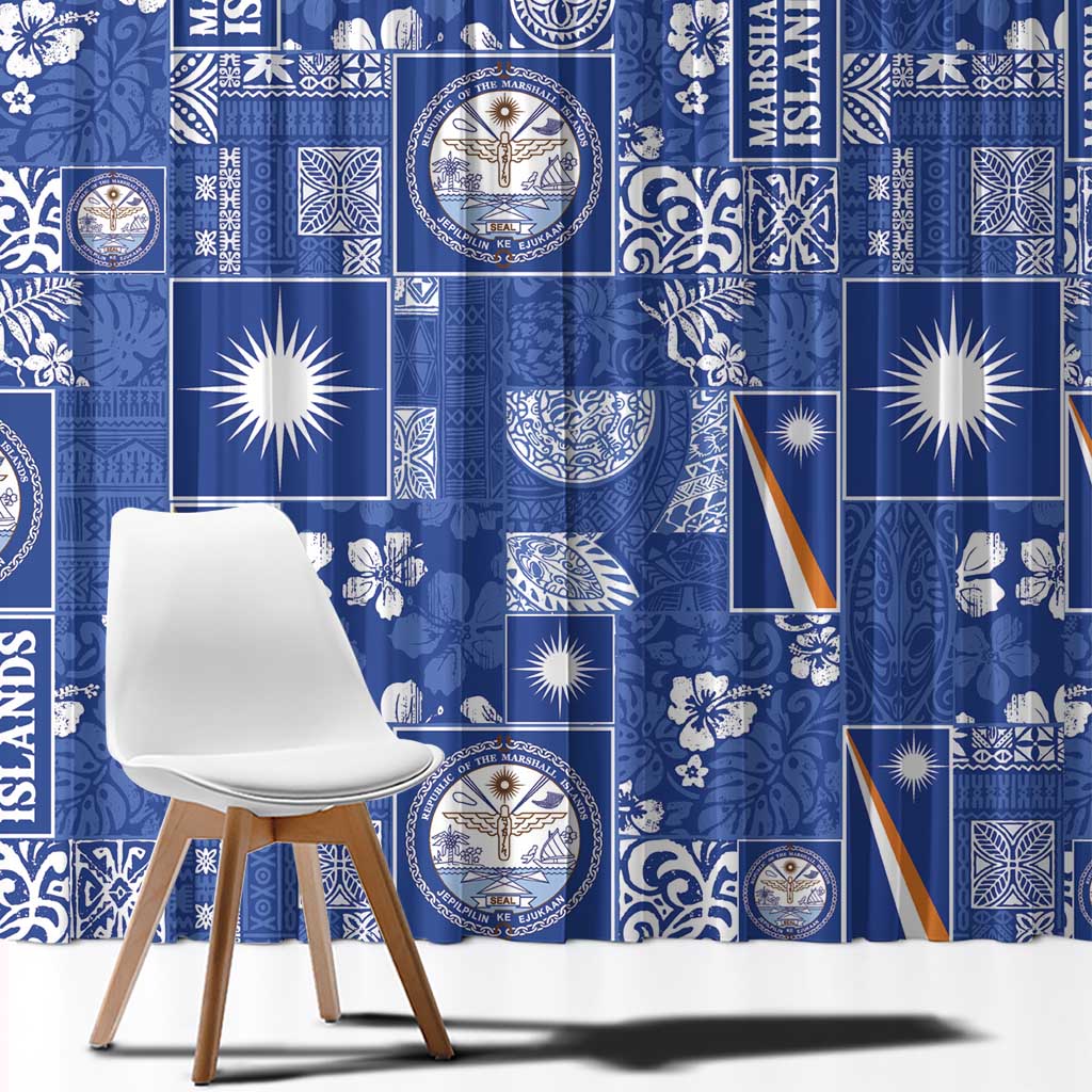 Marshall Islands Merry Christmas Window Curtain Pacific Patchwork Xmas Vibes - Polynesian Pride
