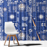 Marshall Islands Merry Christmas Window Curtain Pacific Patchwork Xmas Vibes - Polynesian Pride
