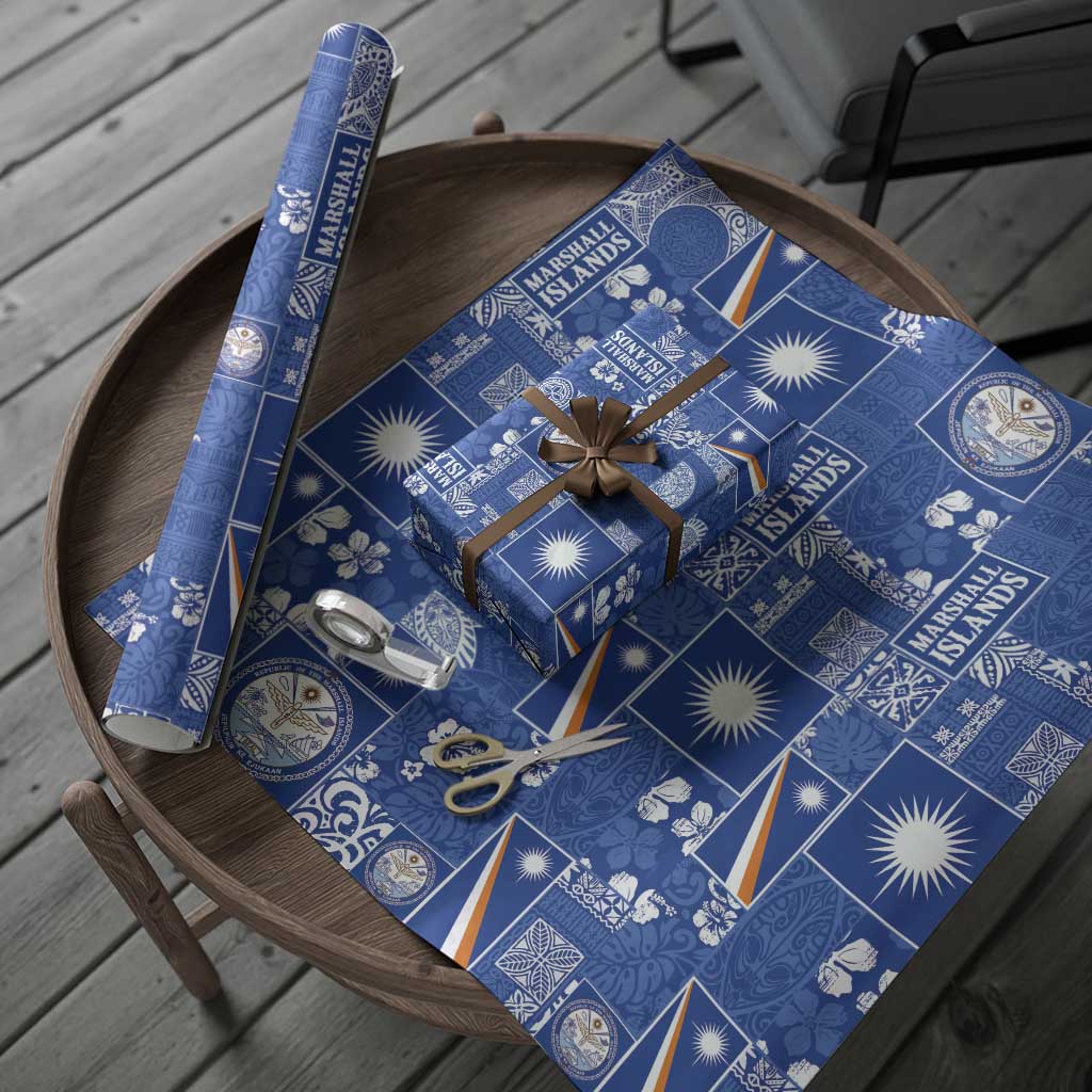Marshall Islands Merry Christmas Wrapping Paper Pacific Patchwork Xmas Vibes LT9 - Polynesian Pride