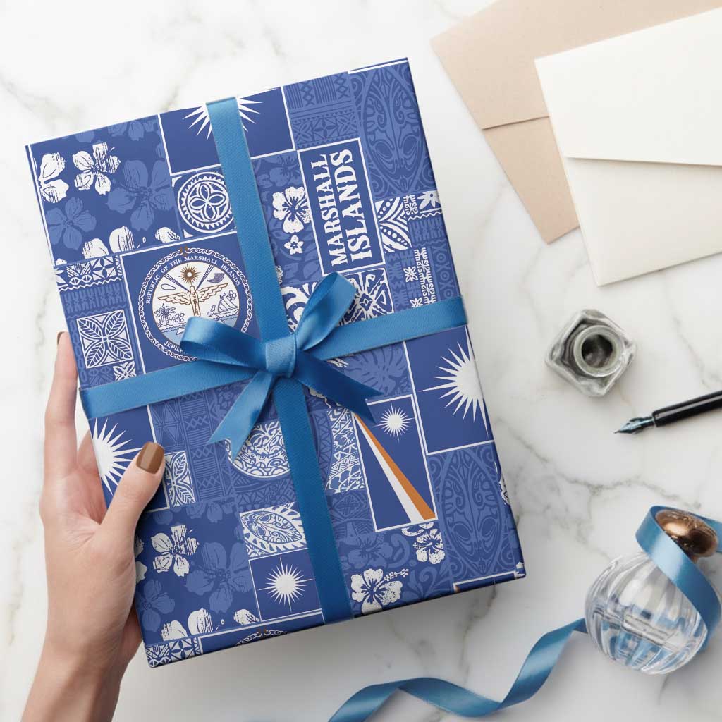 Marshall Islands Merry Christmas Wrapping Paper Pacific Patchwork Xmas Vibes LT9 - Polynesian Pride