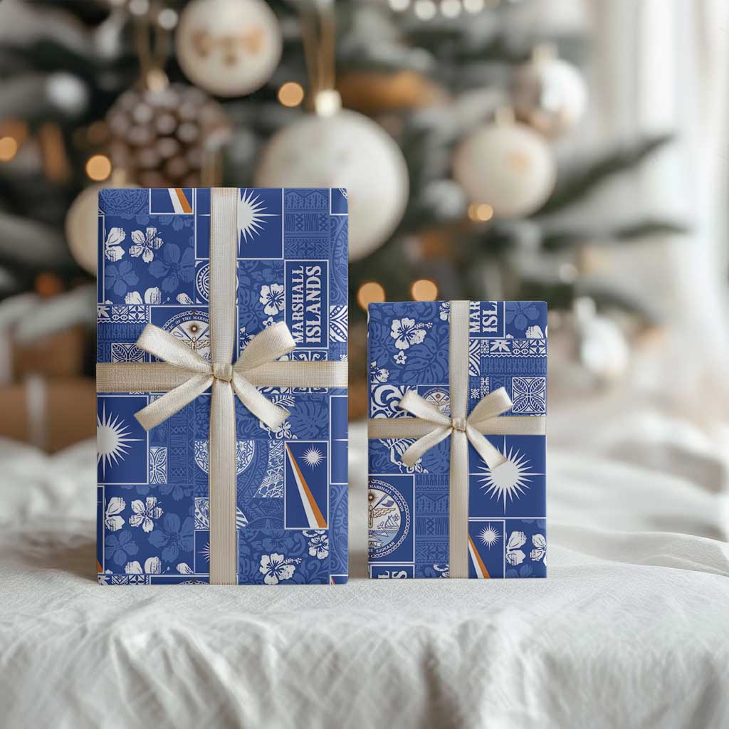 Marshall Islands Merry Christmas Wrapping Paper Pacific Patchwork Xmas Vibes LT9 - Polynesian Pride