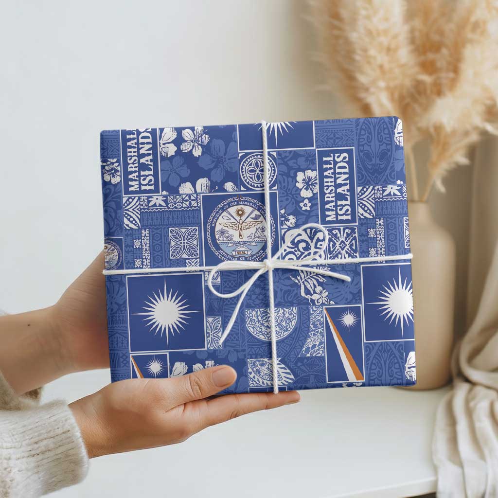 Marshall Islands Merry Christmas Wrapping Paper Pacific Patchwork Xmas Vibes LT9 - Polynesian Pride