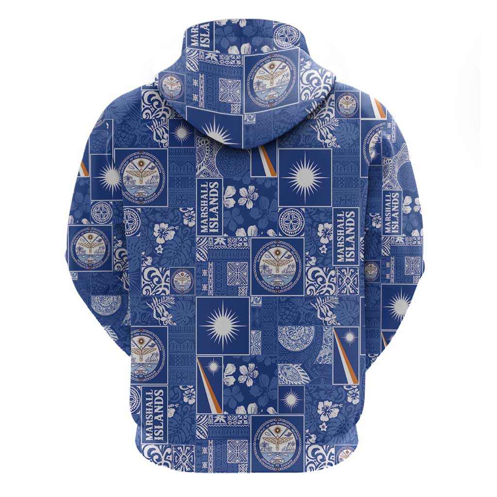 Marshall Islands Merry Christmas Zip Hoodie Pacific Patchwork Xmas Vibes - Polynesian Pride