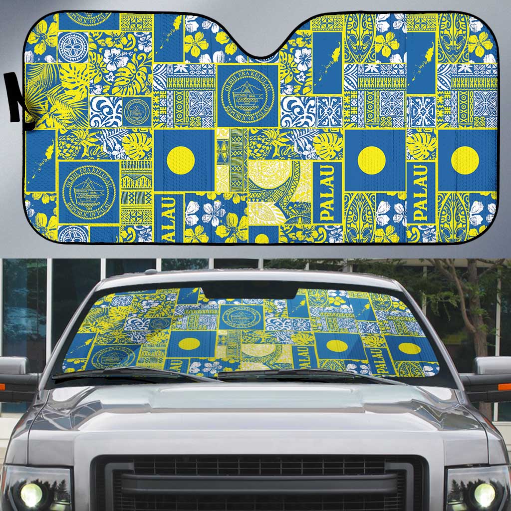 Palau Ungil Kurismas Auto Sun Shade Pacific Patchwork Xmas Vibes - Polynesian Pride
