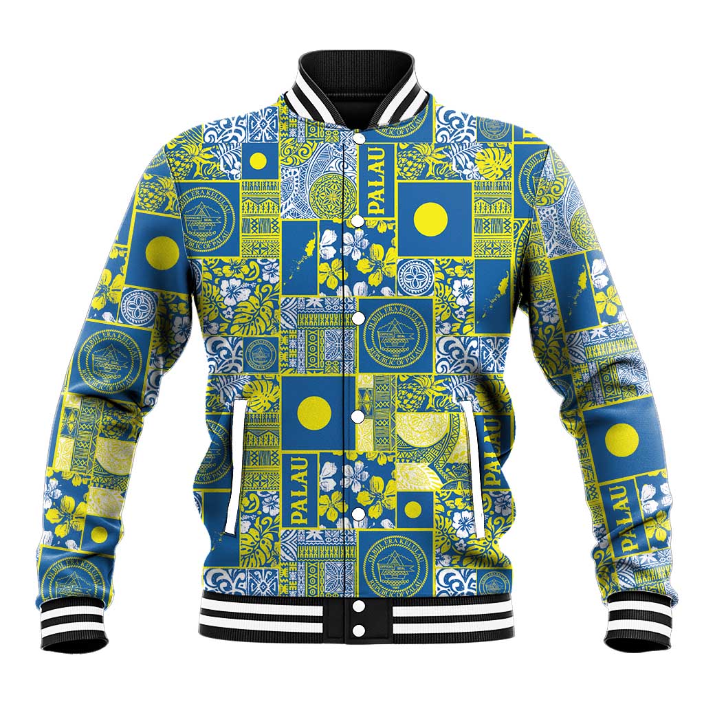 Palau Ungil Kurismas Baseball Jacket Pacific Patchwork Xmas Vibes LT9 Unisex Green - Polynesian Pride