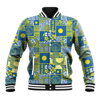 Palau Ungil Kurismas Baseball Jacket Pacific Patchwork Xmas Vibes LT9 Unisex Green - Polynesian Pride