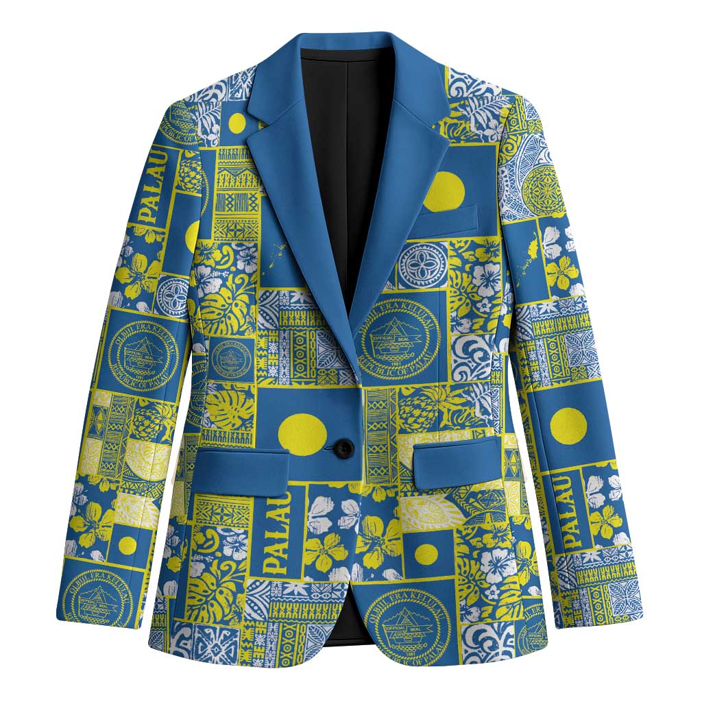 Palau Ungil Kurismas Blazer Pacific Patchwork Xmas Vibes LT9 Unisex Green - Polynesian Pride