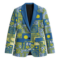 Palau Ungil Kurismas Blazer Pacific Patchwork Xmas Vibes LT9 Unisex Green - Polynesian Pride
