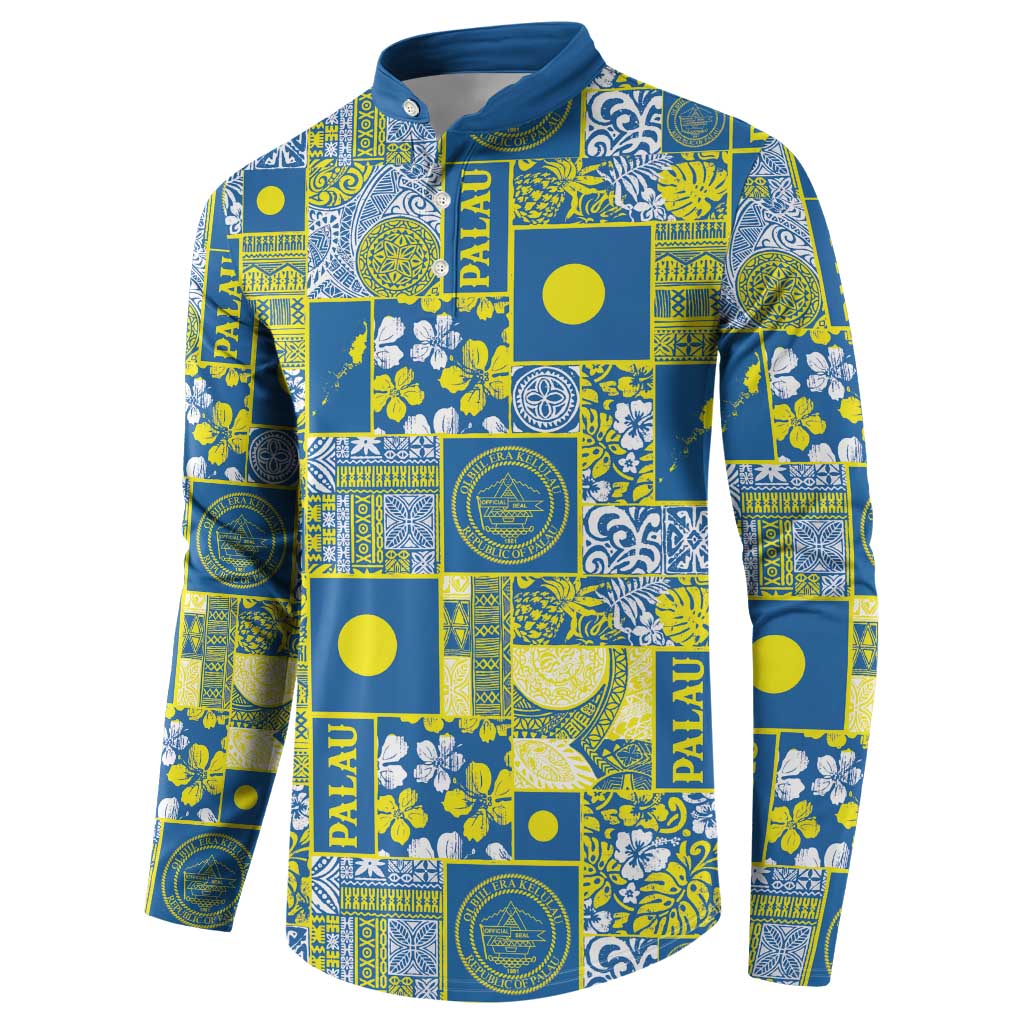 Palau Ungil Kurismas Button Sweatshirt Pacific Patchwork Xmas Vibes - Polynesian Pride