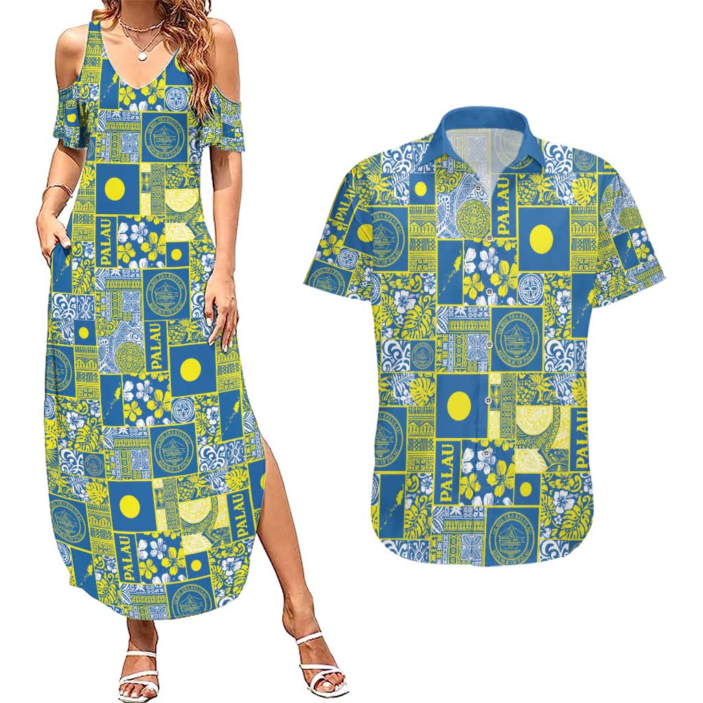 Palau Ungil Kurismas Couples Matching Summer Maxi Dress and Hawaiian Shirt Pacific Patchwork Xmas Vibes - Polynesian Pride