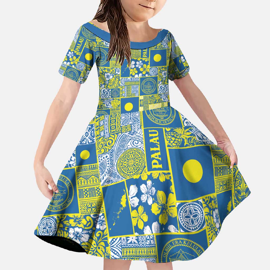 Palau Ungil Kurismas Family Matching Off Shoulder Maxi Dress and Hawaiian Shirt Pacific Patchwork Xmas Vibes - Polynesian Pride